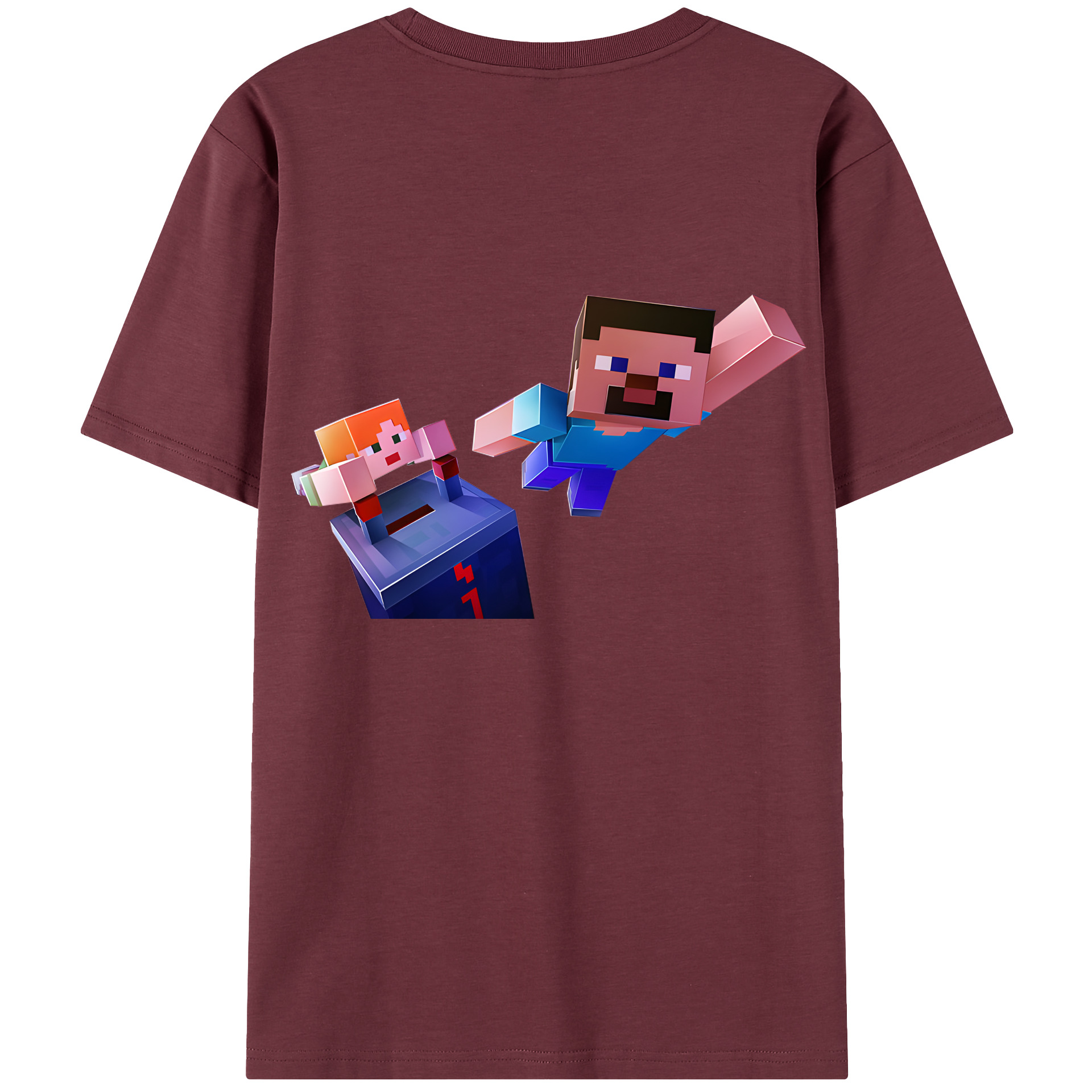 （画像用） マインクラフト ブロックの世界 Minecraft MC Block world 綿100％半袖Tシャツ（背面プリント）